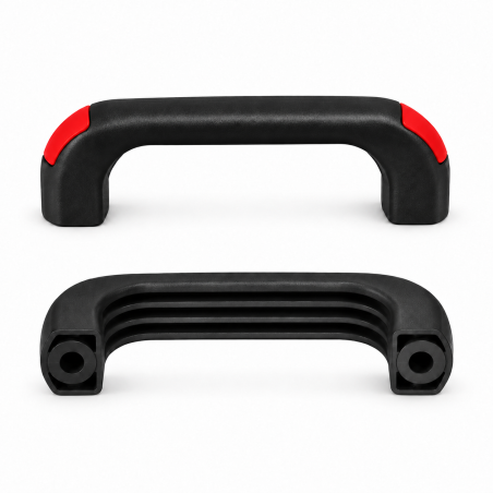 Bridge Handle with Through Holes and Flush End Caps 120 mm - d 8,5 mm - black handle - end caps Red EMFA GmbH