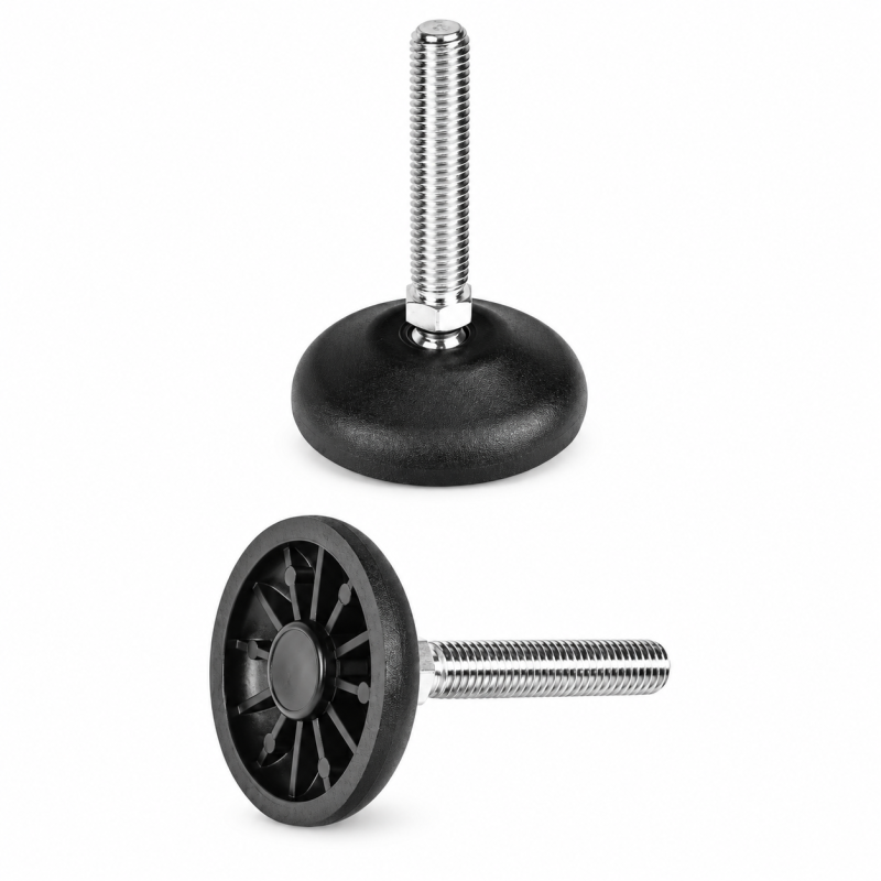 Reinforced articulating leveling foot Ø60 M12x40 Black