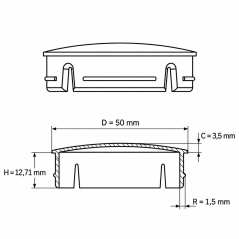 Metallized round insert cap with chrome effect 50 mm round tube insert 50 EMFA GmbH