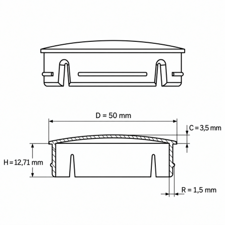 Metallized round insert cap with chrome effect 50 mm round tube insert 50 EMFA GmbH