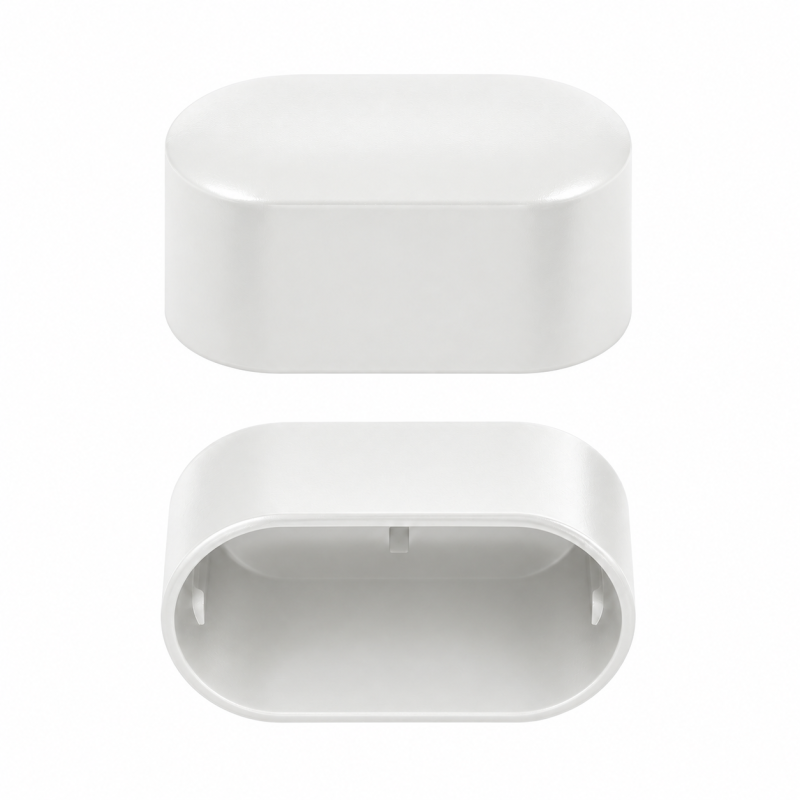 External end cap for oval tube 20x38 mm White
