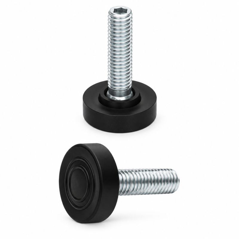 Adjustable Foot with Swivel Base Ø23.5 M8x20 Black