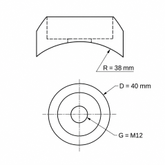 Spherical screw cover for playground equipment M12 FI40 R38 Black