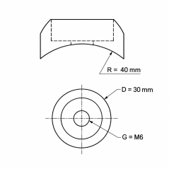 Spherical screw cover for playground equipment M6 FI30 R40 Grey