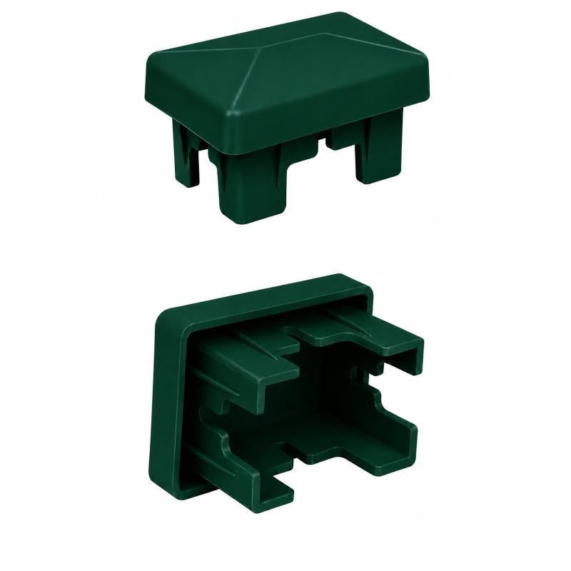 Rectangular Plastic Insert Cap for Fence Posts 40x60 mm Green