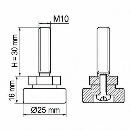 Screwed Adjustable Foot with Swivel Base M10x30 leveler EMFA GmbH