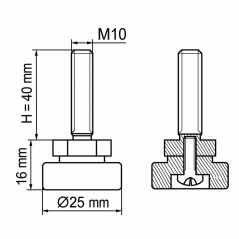 Screwed Adjustable Foot with Swivel Base M10x40 Black