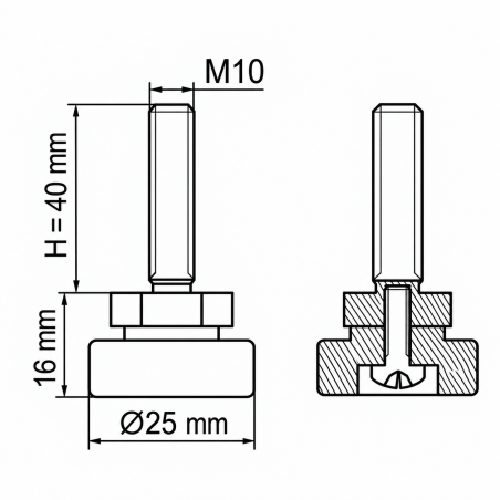 Screwed Adjustable Foot with Swivel Base M10x40 leveler EMFA GmbH