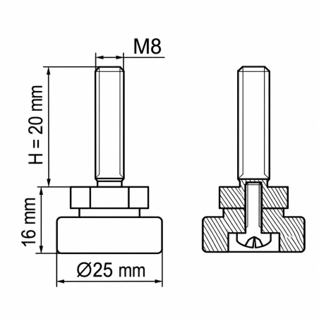 Screwed Adjustable Foot with Swivel Base M8x20 leveler EMFA GmbH
