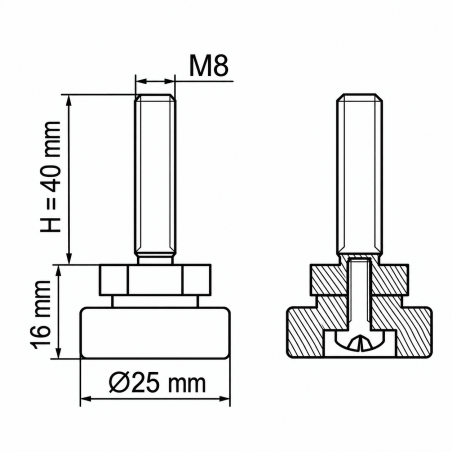 Screwed Adjustable Foot with Swivel Base M8x40 leveler EMFA GmbH