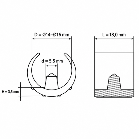 Slotted Reducing Sleeve for Round Tubes 14-16 mm tube clip EMFA GmbH