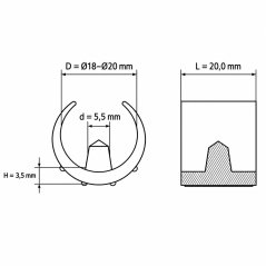 Slotted Reducing Sleeve for Round Tubes 18-20 mm tube clip EMFA GmbH