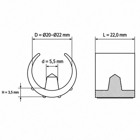 Slotted Reducing Sleeve for Round Tubes 20-22 mm tube clip EMFA GmbH