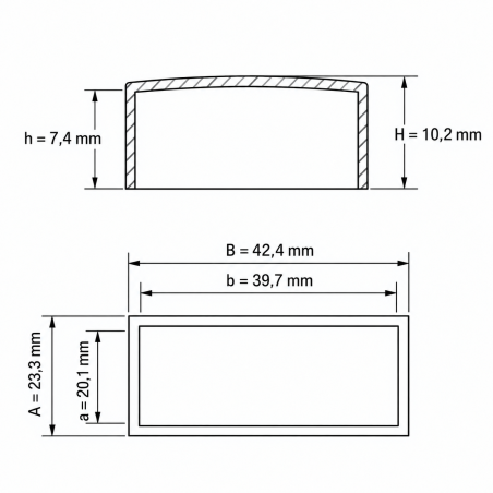 Flat Rectangular External Cap 39,7x20,1 mm tube end cap EMFA GmbH
