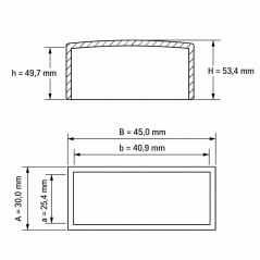 Flat Rectangular External Cap 40,9x25,4 mm Black