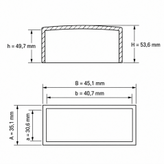 Flat Rectangular External Cap 40,7x30,6 mm Black