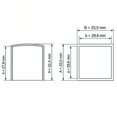 Flat Square External Cap 29,6x29,6 mm Black