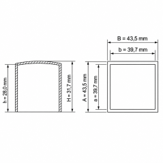 Flat Square External Cap 39,7x39,7 mm Black