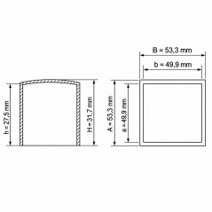 Flat Square External Cap 49,9x49,9 mm Black