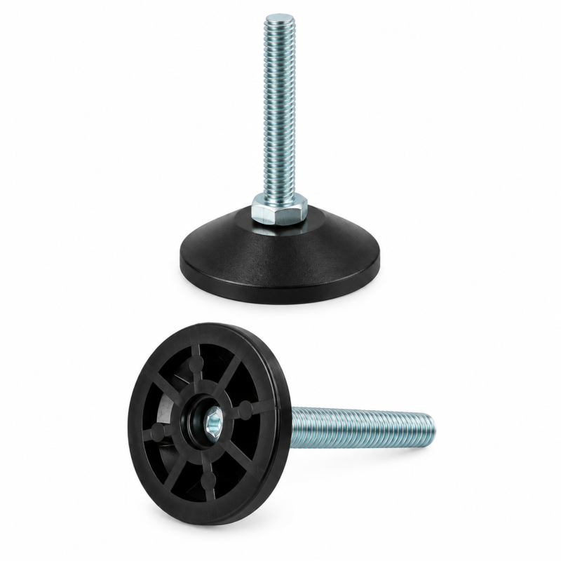 Screwed Adjustable Foot with Swivel Base M8x20 - FI30 Black Screwed Adjustable Foot with Swivel Base M8x20 - FI30 Black