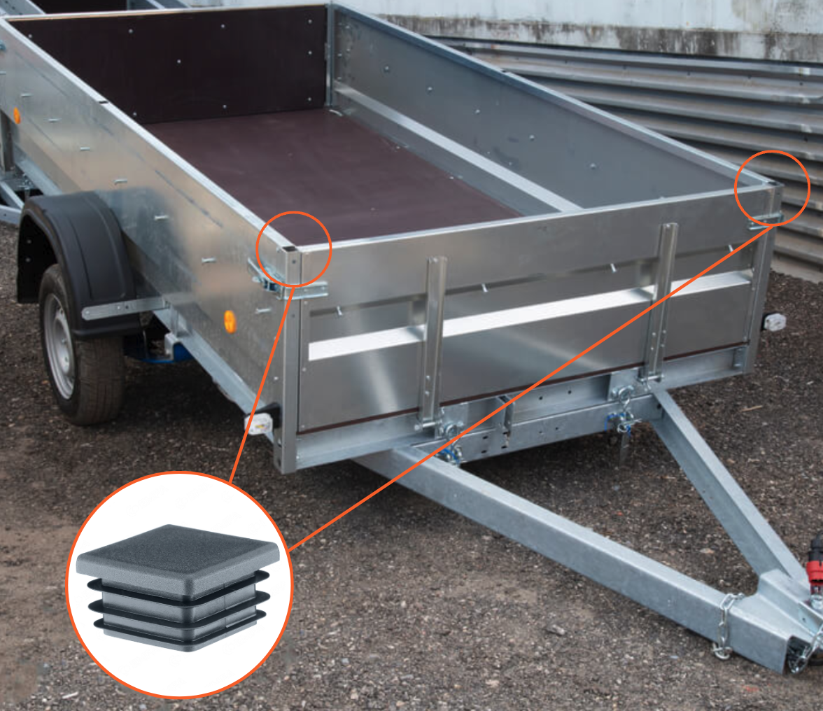 Trailer highlighting end caps on metal profiles that protect against moisture, dirt and corrosion while improving the finish.