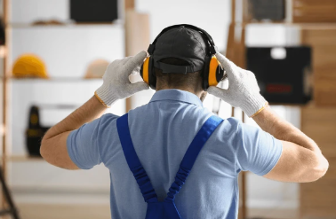 Industrial environment with machinery generating noise